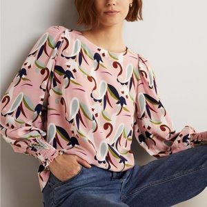NWT Boden Smocked Cuff Blouse